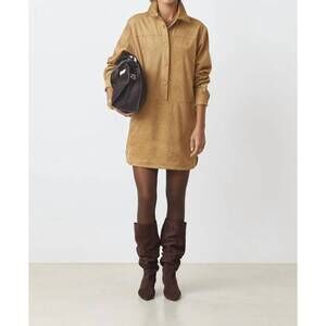 NEW SUNCOO cliff short simili suede dress in camel